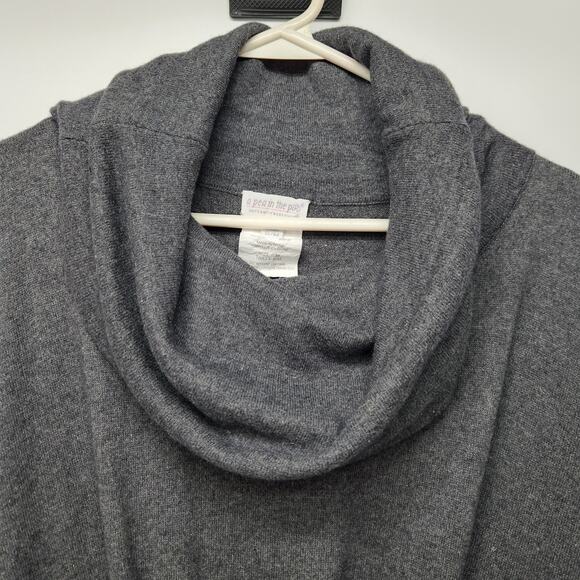 A Pea in the Pod Charcoal Gray Funnel Neck Belted Sweater Knit Poncho Women S/M - Picture 9 of 10